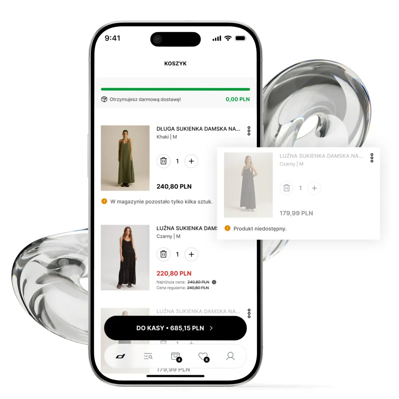 E-commerce checkout UI in Diverse app. High-performance mobile app development using assisted programming with AI